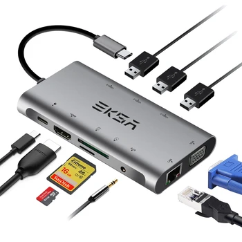 EKSA USB Tipo C HUB 3,0 USB RJ45 HDMI USB HUB 