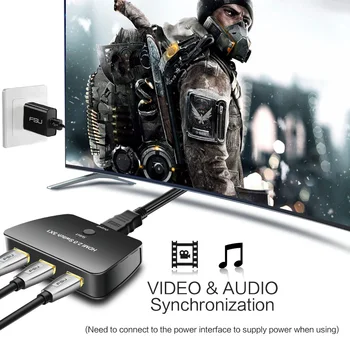 FSU 3 Port HDMI Switch 4K x 2K/60Hz 3 In 1 su Maitinimo Kabelis Palaiko 1080P&3D HD Audio Laptop Notebook PC Adapteris