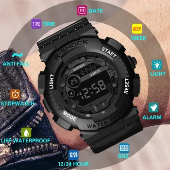 Verslo Žiūrėti Vyrų Top Brand Men' s Lauko Sporto Skaitmeninis LED Laikrodis Silikono Dirželis Laikrodžius 2020 Dovana Relogio Karšto Pardavimo &50