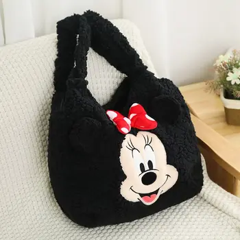 Disney Mickey mouse mergina pečių maišą Cute Girl Pečių Maišą Pliušinis maišelį Minnie Rankinę Nešti maišą Dygsnio pirkinių krepšys