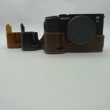 Fotoaparato Krepšys PU Odos Pusę Kūno Nustatyti Dangtelio varžtas Sony A7C Alfa 7C ILCE-7C Apačioje Atveju Su Baterija Atidarymas