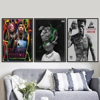 Plakatas Spaudinių Lil Kūdikių Gunna Lašelinę Hip-Hop Repo Muzikos Dainininkas Žvaigždės Albumas, Tapyba, Menas, Sienų Nuotraukas Kambarį Namų Dekoro