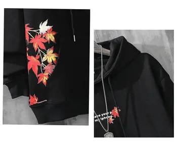 Rudenį ir žiemą gobtuvu vyrų tendencija Kinų stiliaus nacionalinės banga klevo lapų spausdinimo hoodies prarasti laukinių Harajuku pora hoodie