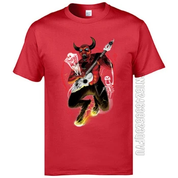 Rock Off Metalo muzikos grupe T Shirts Šėtonas Gitara Kaukolė Įgulos Kaklo Vyrams Topai Marškinėliai 3D Atspausdintas Palaidinės Didmeninė Trumpas Rankovės Tshirts