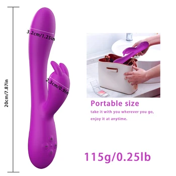 Smart Šildymo Rabbit vibratorius G-spot Klitorio Moterų masturbator dvigubos vibracijos 180 laipsnių alkūnė minkšto silikono suaugusiųjų sekso žaislai