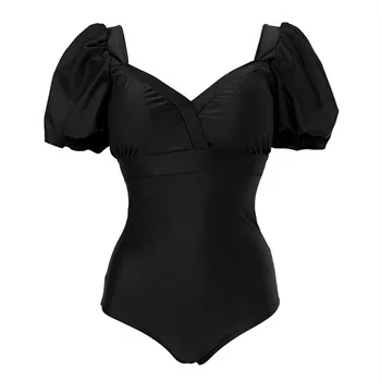 2020 m. moteris vientisi maudymosi kostiumą, juodos spalvos trumpomis rankovėmis, seksualus monokini kamšalu derliaus paplūdimio drabužiai maillot de bain femme vasaros