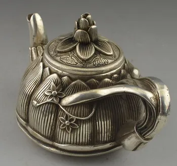 Kinijos antikos kolekcija cupronickel lotus arbatinukas amatų Statula