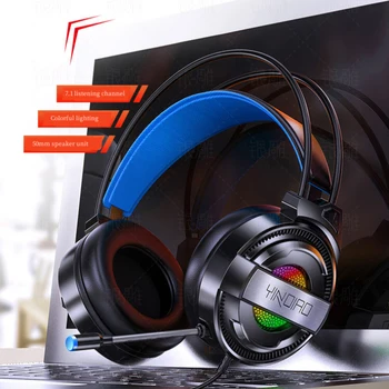 Q3 Žaidimų Ausinės Surround Sound Stereo Laidinio USB Žaidimų Ausinės Su Mikrofonu Spalvinga Šviesos Nešiojamas PC Gamer Ausinės
