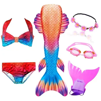2020 Naujas 3Pcs/Set Vaikų Undinėlės Uodega maudymosi kostiumėlį, Vaikų Mergaičių maudymosi Kostiumėliai, Maudymosi Kostiumas, Cosplay Kostiumas Naujas Bikini Komplektas Plaukimo Kostiumas