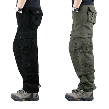 Karinės Cargro Kelnės, vyriški Atsitiktinis Palaidų Ilgos Kelnės Medvilnė Tactical Kelnes Vyrams Multi Pocket Armijos Negabaritinių Hombre Dydis 29-42