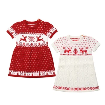 Mergaitės Kalėdų Megzti Suknelę Vaikams, Kūdikių Mergaitės, Mezgimo Vilnos Megztinis Nėrimo Suknelės Žiemos Drabužių 0-5T