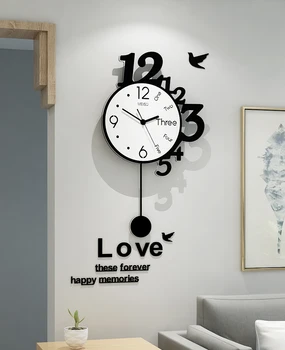 Numeriai Paprastas Sieninis Laikrodis Modernus Dizainas, Didelis Švytuoklės Kūrybos Skaitmeninis Laikrodis Kambarį Didelių Šiaurės Klok Miegamojo Puošimas AE50WC
