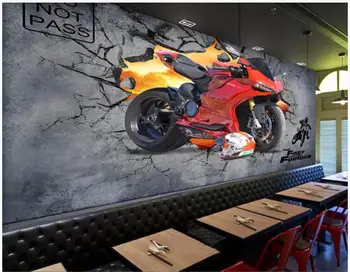 Custom foto tapetai, sienų ir 3 d tapetai Europos ir Amerikos motociklų skaldyti sienos bar kavos parduotuvė fono sienos