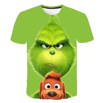 Naujas 3D atspausdintas T-shirt filmą žalia grinch T-shirt viršų mados mielas gyvūnų modelio vyrų ir moterų mados drabužiai, marškinėliai