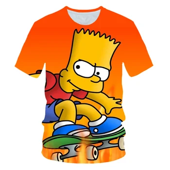 Vasarą naujų Simpson nardymo 3D atspausdintas T-shirt berniukas mergaitė vaikas apvalia kaklo ir trumpomis rankovėmis vasarą vaikams smagu T-shirt