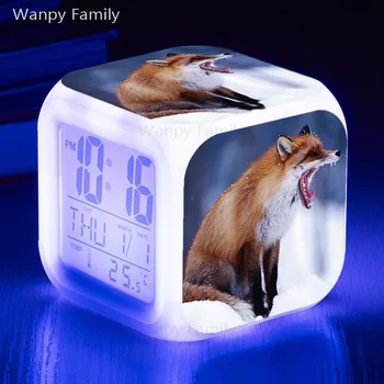 Fox Žadintuvas 7 Spalva Žėrintis LED Skaitmeninis Laikrodis-Žadintuvas Vaikams, stalo laikrodis pabusti šviesos Daugiafunkcį Šviesos Elektroniniai Laikrodžiai