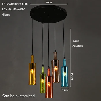 Derliaus kūrybos alaus butelio stiklo pakabukas šviesos diodų (LED) E27 su 5 spalvų loft kabo lempa, baras, virtuvė, restoranas, kambarių parduotuvė