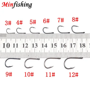 Minfishing 200 vnt/dėžutėje Karpių Žvejybos Kablys Spygliuota Kablys Nerūdijančio Plieno Kablys Upės Roko Žvejybos Dydis 3~14# Žvejybos Reikmenys
