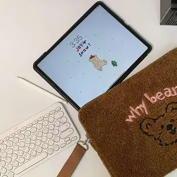 Korėjos Ins Mielas Pliušinis Meškiukas 11 13 15 Colių Planšetinį kompiuterį iPad Maišelį Linijinės Krepšys Nešiojamojo kompiuterio Krepšys